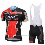 2018 Abbigliamento Ciclismo BMC Nero e Rosso Manica Corta e Salopette