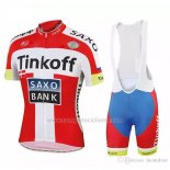 2018 Abbigliamento Ciclismo Tinkoff Saxo Bank Rosso Bianco Manica Corta e Salopette