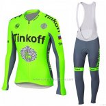 2018 Abbigliamento Ciclismo Tinkoff Verde Manica Lunga e Salopette