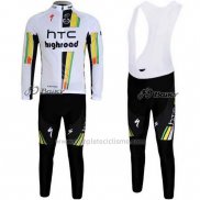 2011 Abbigliamento Ciclismo HTC Highroad Bianco Manica Lunga e Salopette