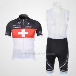 2011 Abbigliamento Ciclismo Trek Leqpard Campione Svizzera Rosso e Bianco Manica Corta e Salopette