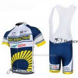 2012 Abbigliamento Ciclismo Vacansoleil Giallo e Blu Manica Corta e Salopette
