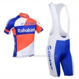 2013 Abbigliamento Ciclismo Rabobank Blu e Bianco Manica Corta e Salopette