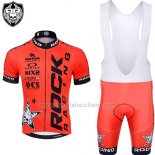2015 Abbigliamento Ciclismo Rock Racing Nero e Arancione Manica Corta e Salopette