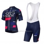 2017 Abbigliamento Ciclismo SEG Racing Academy Blu e Rosso Manica Corta e Salopette