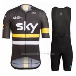 2017 Abbigliamento Ciclismo Sky Giallo e Nero Manica Corta e Salopette