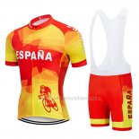 2019 Abbigliamento Ciclismo Spagna Rosso e Giallo Manica Corta e Salopette