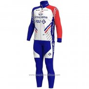 2020 Abbigliamento Ciclismo Groupama-FDJ Bianco Scuro Blu Rosso Manica Lunga e Salopette
