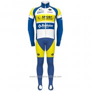 2021 Abbigliamento Ciclismo Sport Vlaanderen Baloise Blu Giallo Manica Lunga e Salopette
