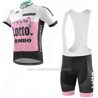 2019 Abbigliamento Ciclismo Lotto NL-Jumbo Rosa Bianco Manica Corta e Salopette