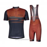 2021 Abbigliamento Ciclismo Scott Spento Blu Arancione Manica Corta e Salopette