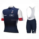 2023 Abbigliamento Ciclismo Francia Blu Bianco Manica Corta e Salopette