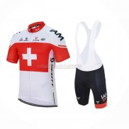 2023 Abbigliamento Ciclismo IAM Bianco Rosso Manica Corta e Salopette