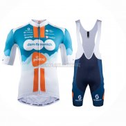 2024 Abbigliamento Ciclismo DSM Blu Bianco Manica Corta e Salopette