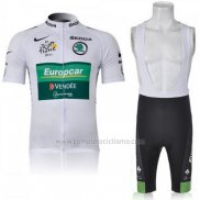 2011 Abbigliamento Ciclismo Europcar Lider Verde e Bianco Manica Corta e Salopette