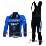 2011 Abbigliamento Ciclismo Giant Blu e Nero Manica Lunga e Salopette