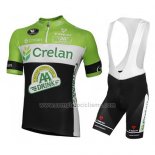2016 Abbigliamento Ciclismo Crelan AA Verde e Nero Manica Corta e Salopette