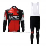 2017 Abbigliamento Ciclismo BMC Rosso e Bianco Manica Lunga e Salopette
