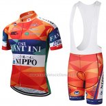 2018 Abbigliamento Ciclismo Vini Fantini Arancione e Blu Manica Corta e Salopette