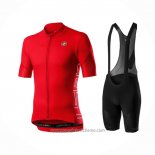 2021 Abbigliamento Ciclismo Castelli Rosso Manica Corta e Salopette