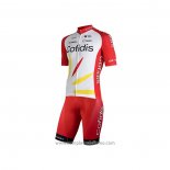2021 Abbigliamento Ciclismo Cofidis Rosso Bianco Manica Corta e Salopette