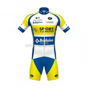 2021 Abbigliamento Ciclismo Sport Vlaanderen-Baloise Blu Bianco Giallo Manica Corta e Salopette