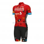 2022 Abbigliamento Ciclismo Bahrain Victorious Rosso Manica Corta e Salopette