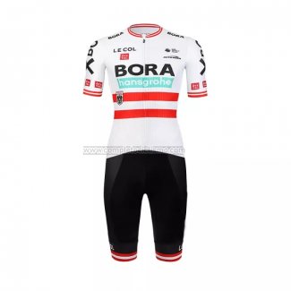 2022 Abbigliamento Ciclismo Bora-Hansgrone Rosso Bianco Manica Corta e Salopette