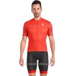 2022 Abbigliamento Ciclismo Scott Rosso Manica Corta e Salopette