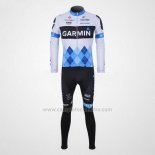2011 Abbigliamento Ciclismo Garmin Cervelo Blu e Bianco Manica Lunga e Salopette
