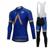 2018 Abbigliamento Ciclismo Aqua Blue Sport Blu Manica Lunga e Salopette