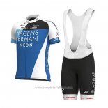 2020 Abbigliamento Ciclismo Hagens Berman Axeon Blu Bianco Manica Corta e Salopette