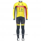 2020 Abbigliamento Ciclismo Wallonie Bruxelles Giallo Rosso Manica Lunga e Salopette