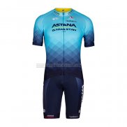 2022 Abbigliamento Ciclismo Astana Blu Manica Corta e Salopette