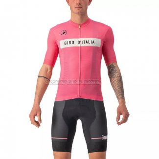 2022 Abbigliamento Ciclismo Giro d'Italia Chiaro Rosa Manica Corta e Salopette