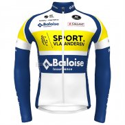 2022 Abbigliamento Ciclismo Sport Vlaanderen Baloise Blu Giallo Manica Lunga e Salopette