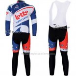 2012 Abbigliamento Ciclismo Lotto Belisol Bianco e Blu Manica Lunga e Salopette