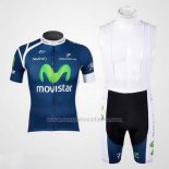 2012 Abbigliamento Ciclismo Movistar Blu Manica Corta e Salopette