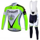 2016 Abbigliamento Ciclismo Tinkoff Verde e Nero Manica Lunga e Salopette