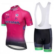 2018 Abbigliamento Ciclismo Astana Rosa Manica Corta e Salopette