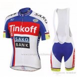 2018 Abbigliamento Ciclismo Tinkoff Saxo Bank Rosso Blu Manica Corta e Salopette