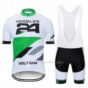 2019 Abbigliamento Ciclismo Herbalifr 24 Bianco Verde Manica Corta e Salopette
