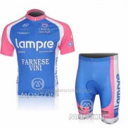 2010 Abbigliamento Ciclismo Lampre Farnese Vini Rosa e Azzurro Manica Corta e Salopette