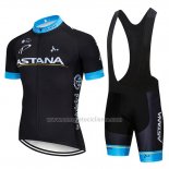 2019 Abbigliamento Ciclismo Astana Nero Blu Manica Corta e Salopette