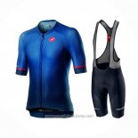2021 Abbigliamento Ciclismo Castelli Scuro Nero Blu Manica Corta e Salopette