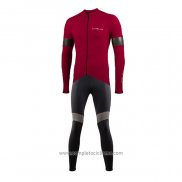 2021 Abbigliamento Ciclismo Nalini Scuro Rosso Manica Lunga e Salopette QXF21-0051