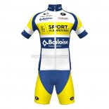 2022 Abbigliamento Ciclismo Sport Vlaanderen-Baloise Blu Giallo Manica Corta e Salopette