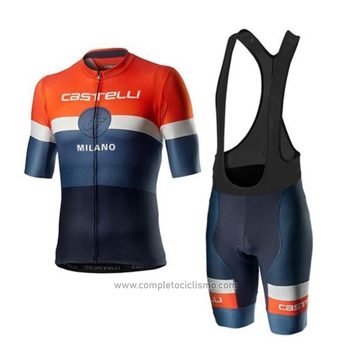 2020 Abbigliamento Ciclismo Castelli Arancione Bianco Blu Manica Corta e Salopette