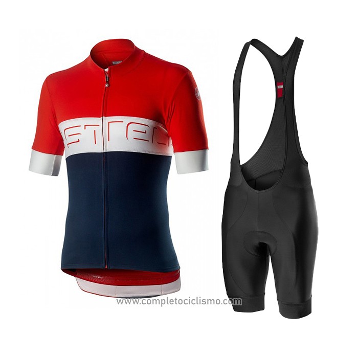 2020 Abbigliamento Ciclismo Castelli Rosso Blu Manica Corta e Salopette