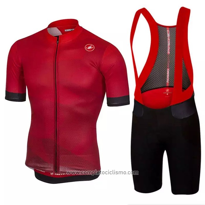 2020 Abbigliamento Ciclismo Castelli Rosso Manica Corta e Salopette
